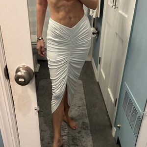 Bailey 44 White Ruched Pencil Skirt